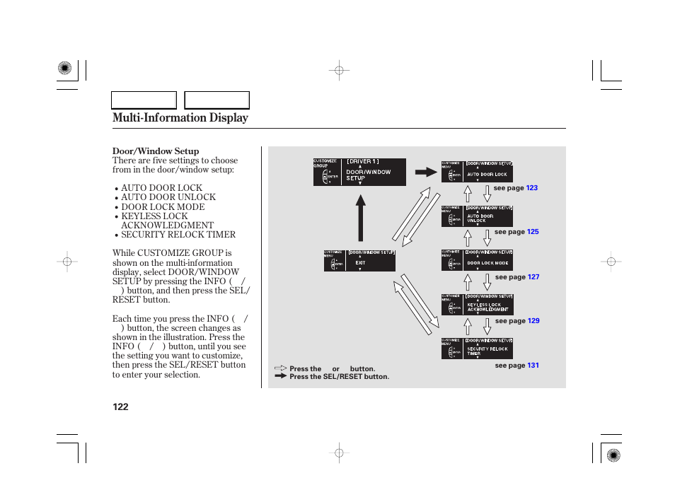 Multi-information display | Acura 2007 RL - Owner's Manual User Manual | Page 124 / 491