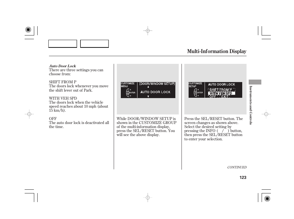 Multi-information display | Acura 2007 RL - Owner's Manual User Manual | Page 125 / 491