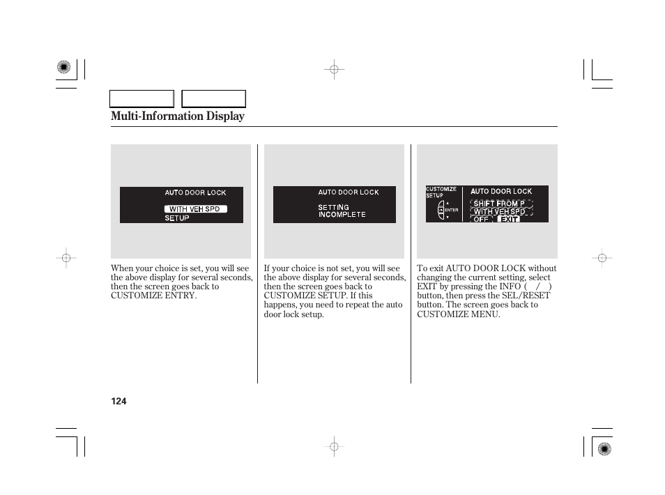 Multi-information display | Acura 2007 RL - Owner's Manual User Manual | Page 126 / 491