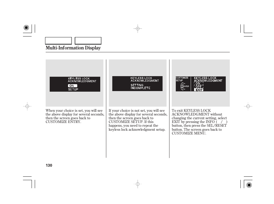 Multi-information display | Acura 2007 RL - Owner's Manual User Manual | Page 132 / 491