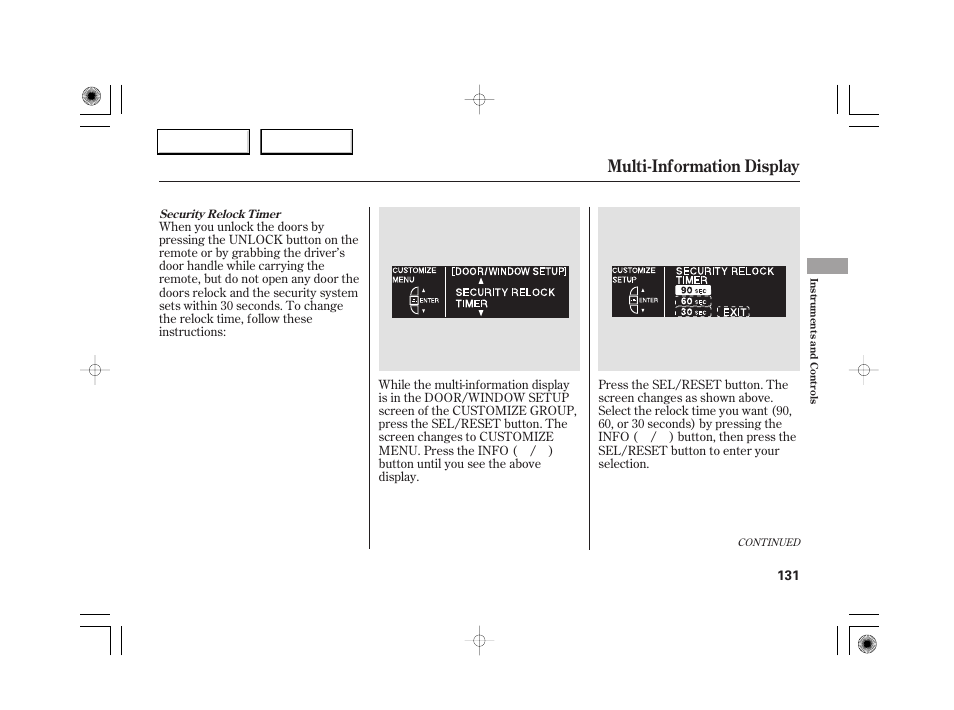Multi-information display | Acura 2007 RL - Owner's Manual User Manual | Page 133 / 491