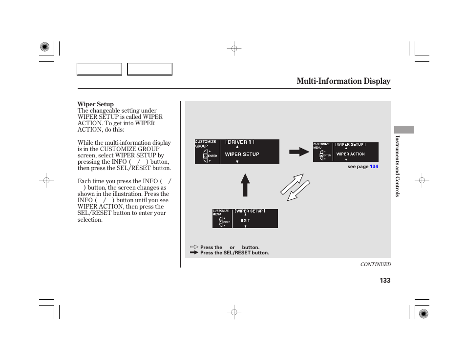 Multi-information display | Acura 2007 RL - Owner's Manual User Manual | Page 135 / 491