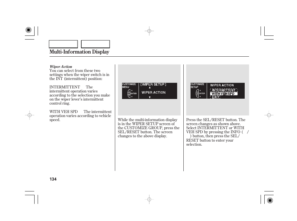 Multi-information display | Acura 2007 RL - Owner's Manual User Manual | Page 136 / 491