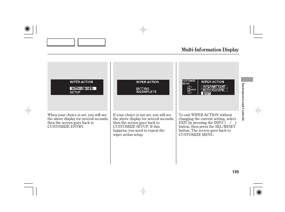 Multi-information display | Acura 2007 RL - Owner's Manual User Manual | Page 137 / 491