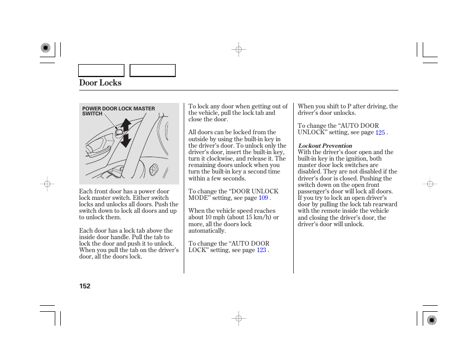 Door locks | Acura 2007 RL - Owner's Manual User Manual | Page 154 / 491