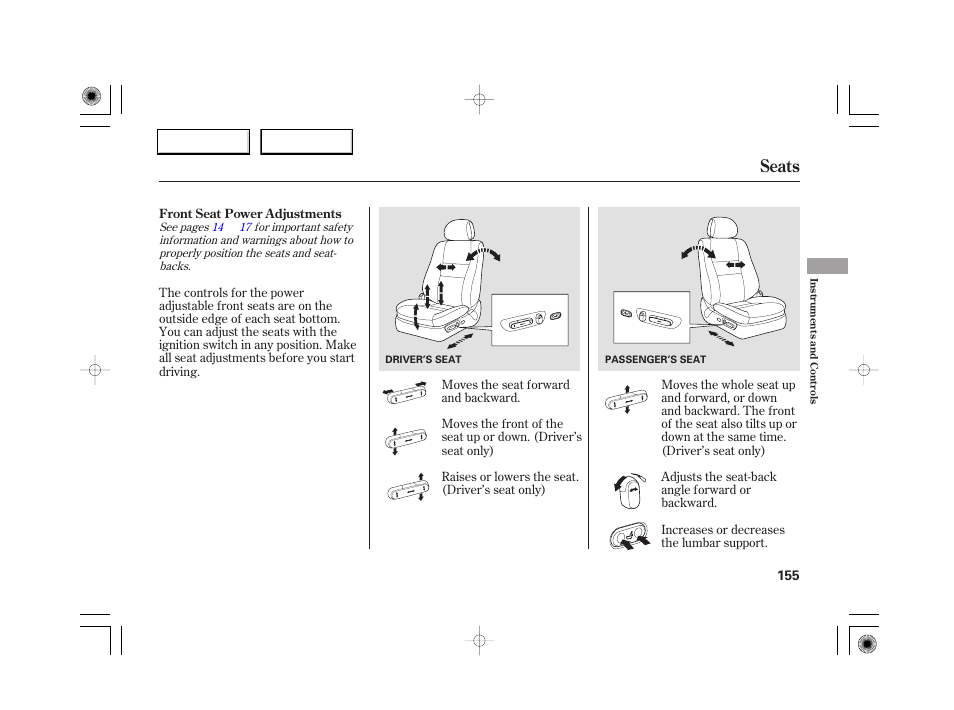 Seats | Acura 2007 RL - Owner's Manual User Manual | Page 157 / 491