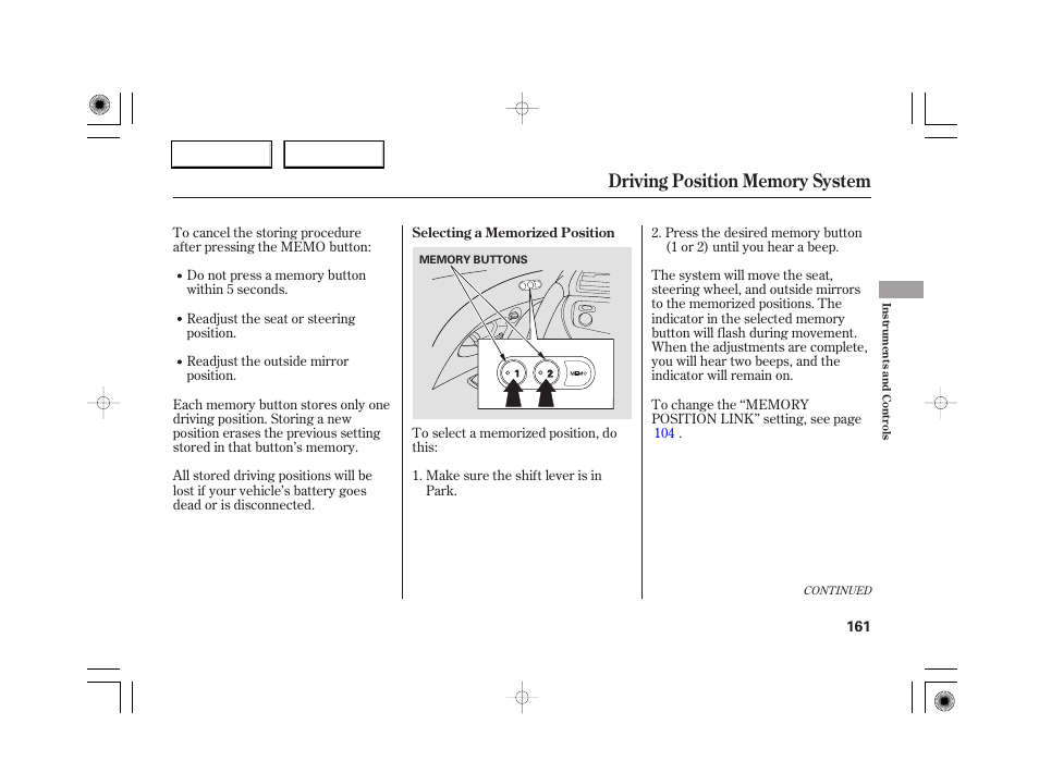 Acura 2007 RL - Owner's Manual User Manual | Page 163 / 491
