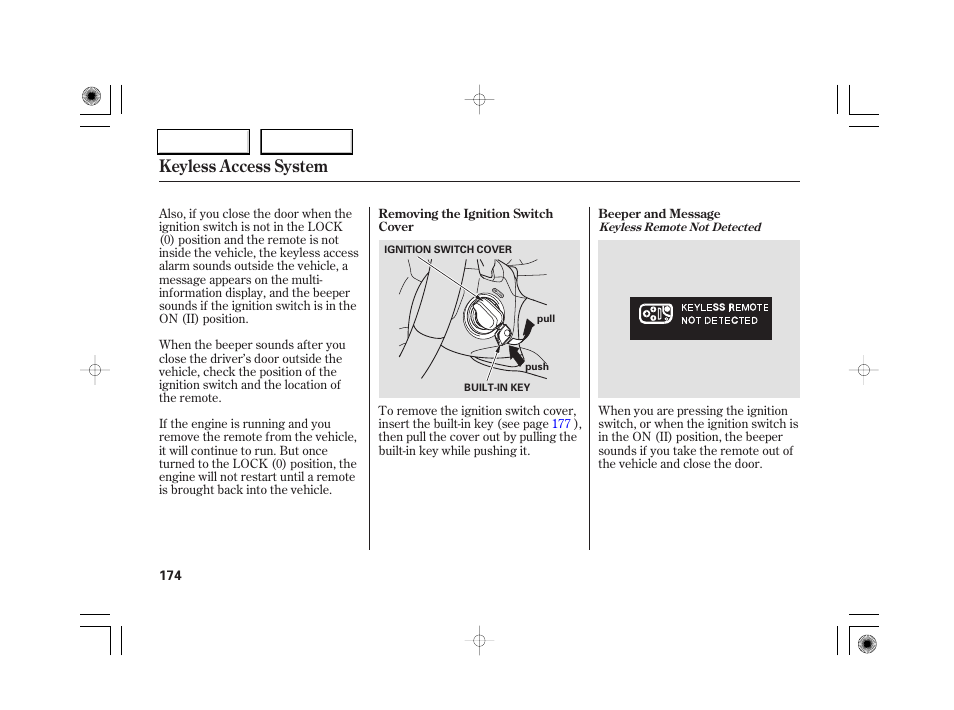 Keyless access system | Acura 2007 RL - Owner's Manual User Manual | Page 176 / 491
