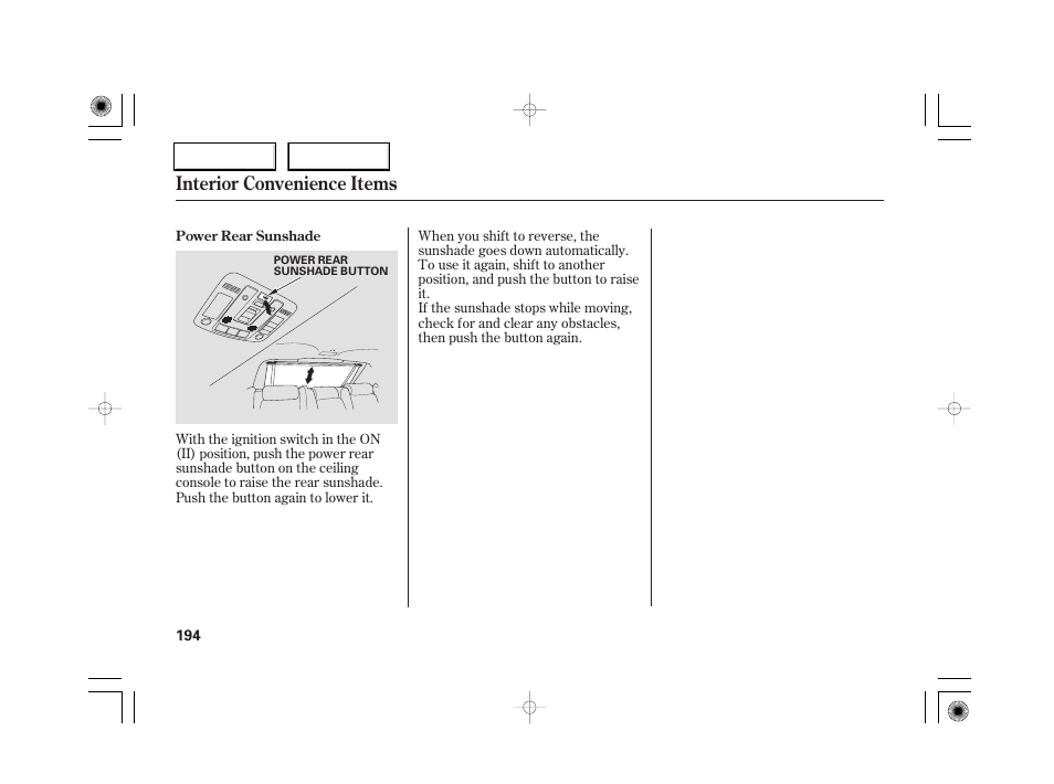 Interior convenience items | Acura 2007 RL - Owner's Manual User Manual | Page 196 / 491