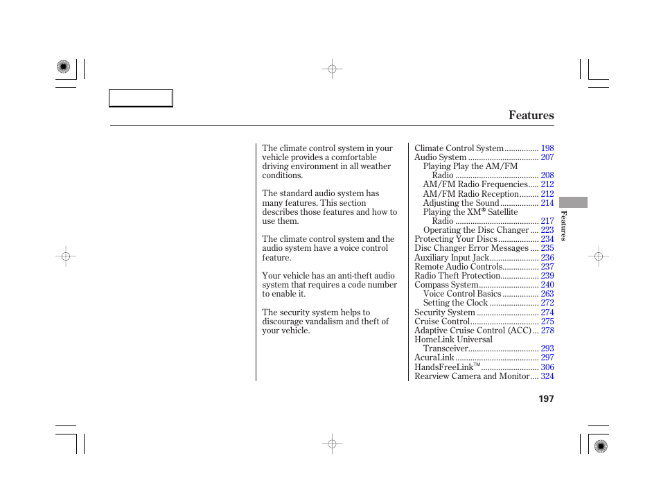 Features | Acura 2007 RL - Owner's Manual User Manual | Page 199 / 491