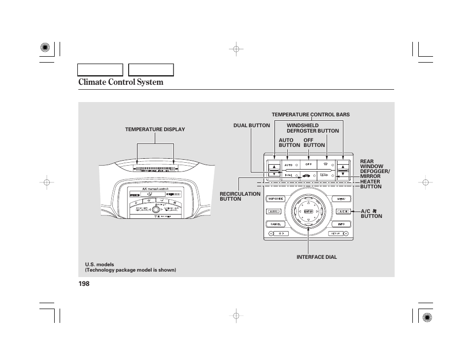 Climate control system | Acura 2007 RL - Owner's Manual User Manual | Page 200 / 491
