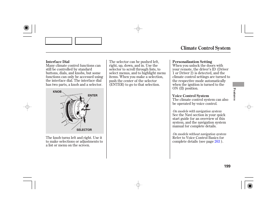 Climate control system | Acura 2007 RL - Owner's Manual User Manual | Page 201 / 491