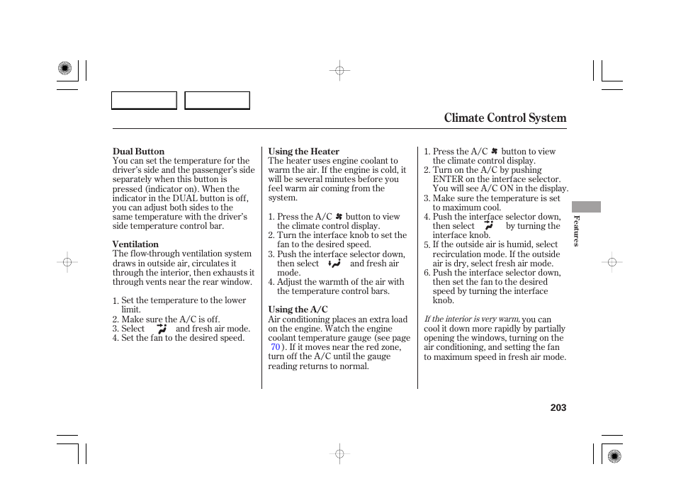 Climate control system | Acura 2007 RL - Owner's Manual User Manual | Page 205 / 491