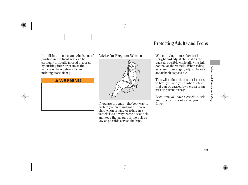 Protecting adults and teens | Acura 2007 RL - Owner's Manual User Manual | Page 21 / 491