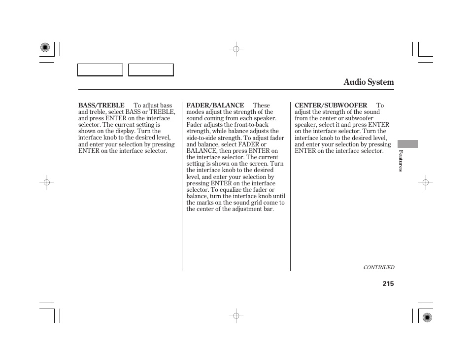 Audio system | Acura 2007 RL - Owner's Manual User Manual | Page 217 / 491