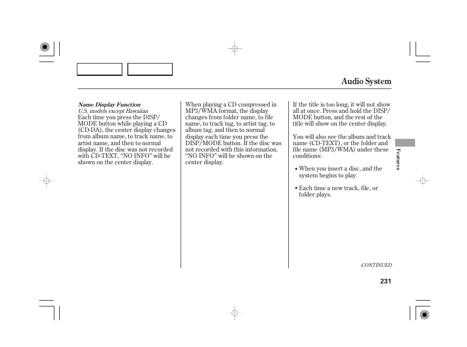 Audio system | Acura 2007 RL - Owner's Manual User Manual | Page 233 / 491