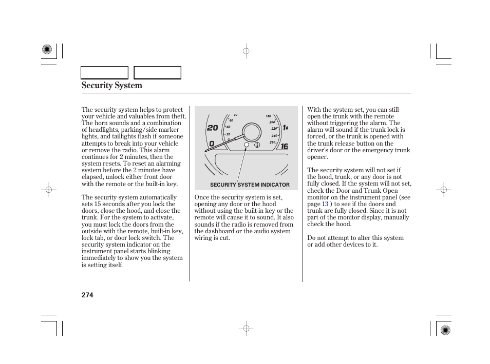 Security system | Acura 2007 RL - Owner's Manual User Manual | Page 276 / 491