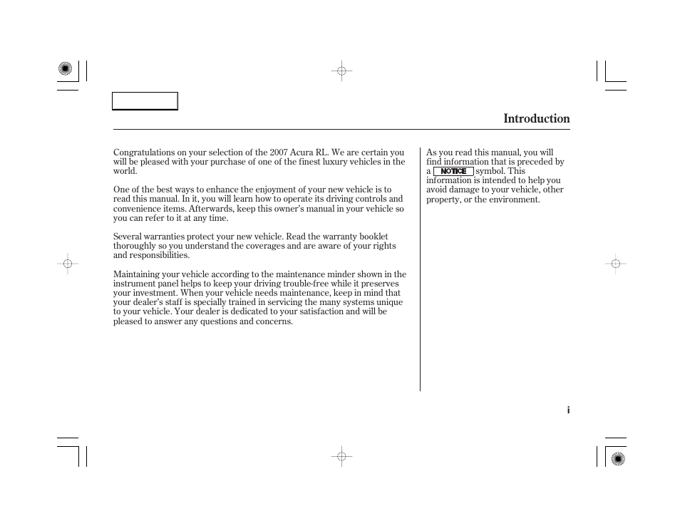 Introduction | Acura 2007 RL - Owner's Manual User Manual | Page 3 / 491