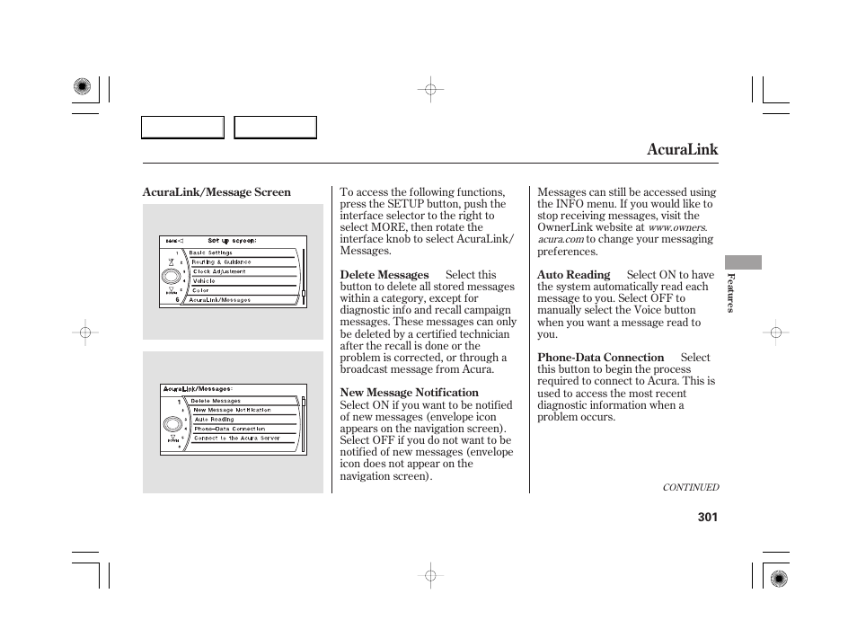 Acuralink | Acura 2007 RL - Owner's Manual User Manual | Page 303 / 491