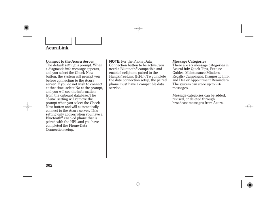 Acuralink | Acura 2007 RL - Owner's Manual User Manual | Page 304 / 491