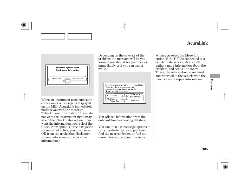 Acuralink | Acura 2007 RL - Owner's Manual User Manual | Page 307 / 491