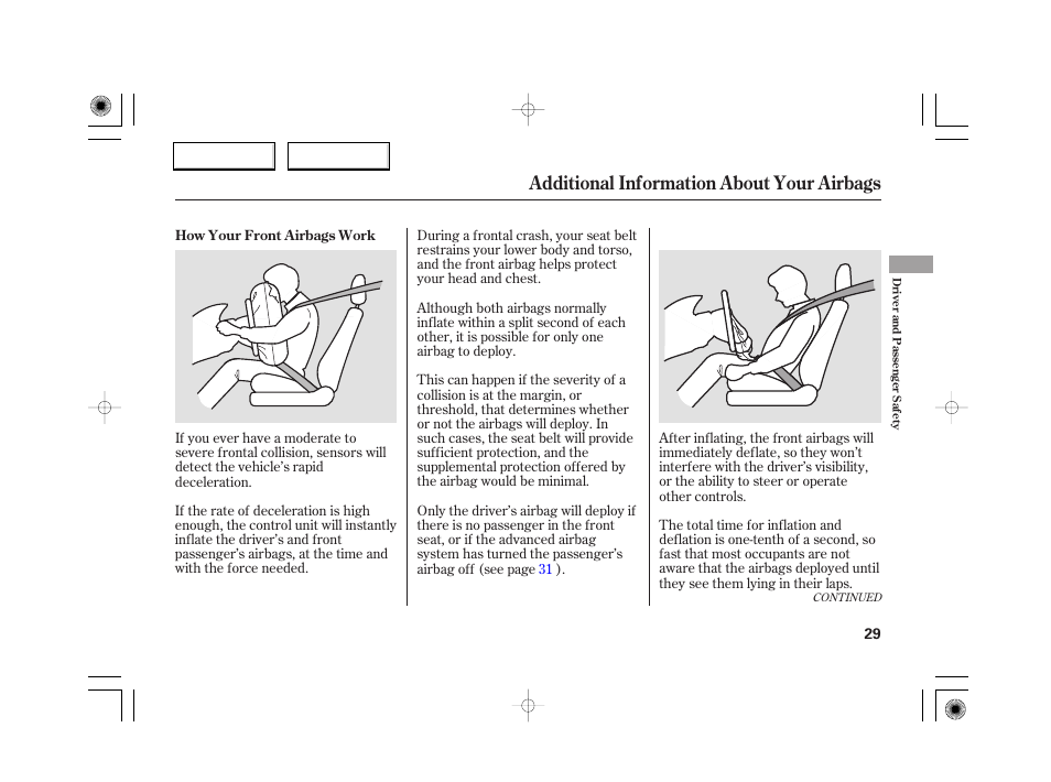 Additional information about your airbags | Acura 2007 RL - Owner's Manual User Manual | Page 31 / 491
