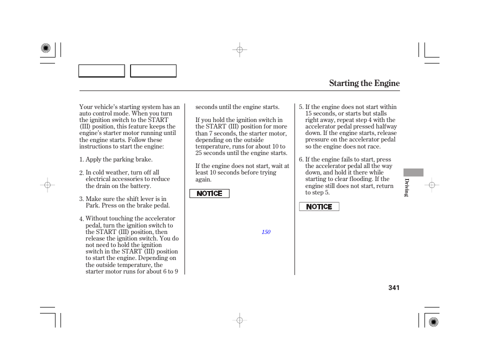 Starting the engine | Acura 2007 RL - Owner's Manual User Manual | Page 343 / 491