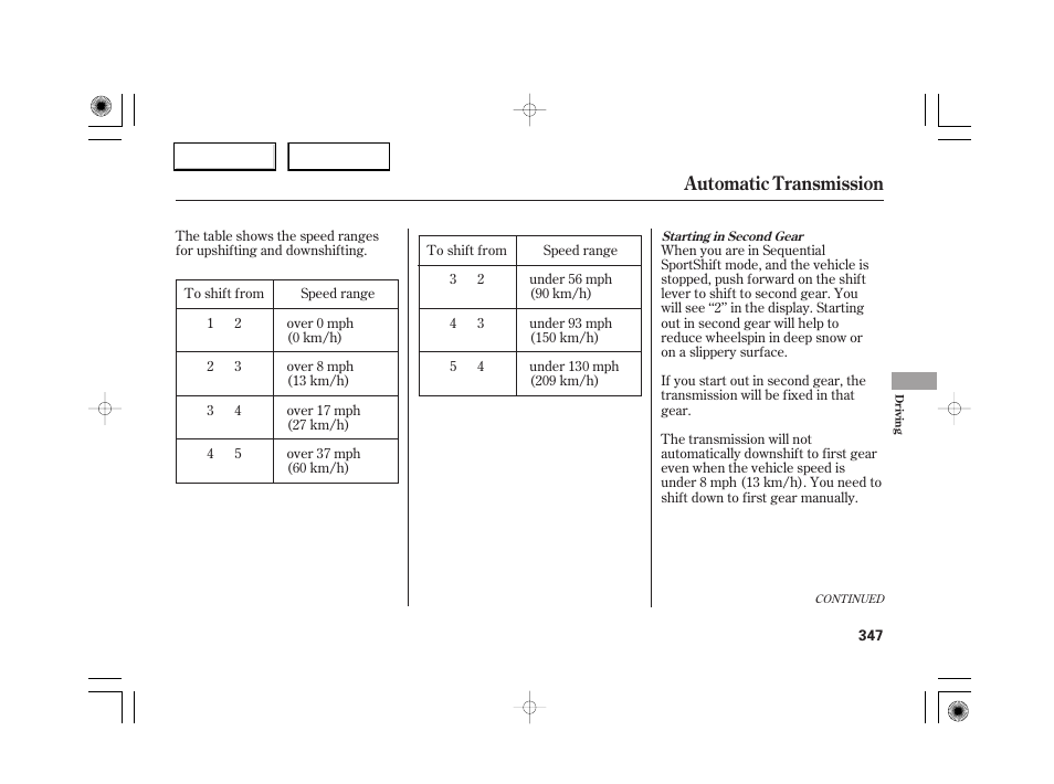 Automatic transmission | Acura 2007 RL - Owner's Manual User Manual | Page 349 / 491