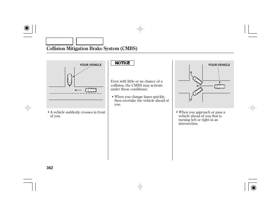 Collision mitigation brake system (cmbs) | Acura 2007 RL - Owner's Manual User Manual | Page 364 / 491