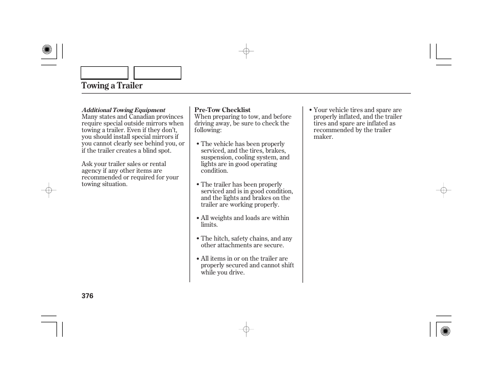 Towing a trailer | Acura 2007 RL - Owner's Manual User Manual | Page 378 / 491