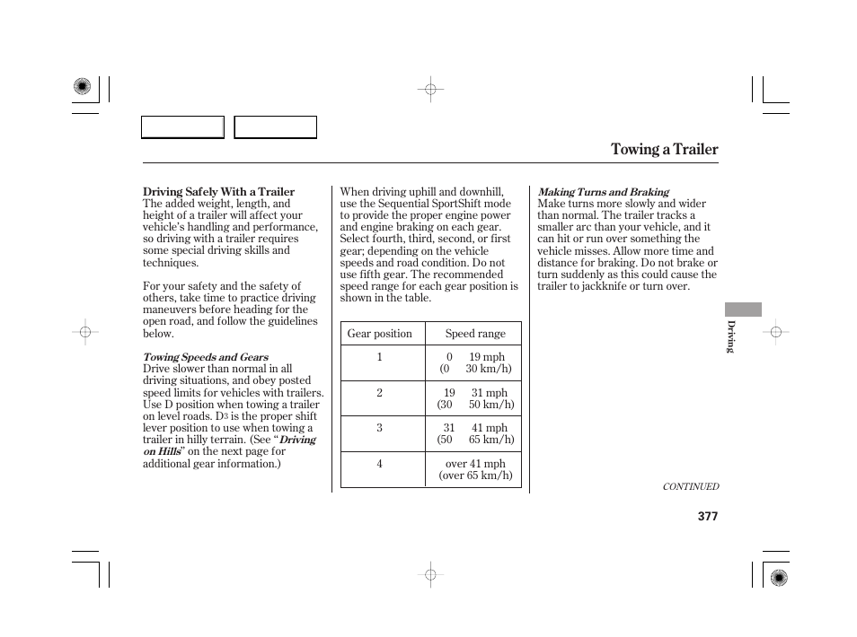 Towing a trailer | Acura 2007 RL - Owner's Manual User Manual | Page 379 / 491