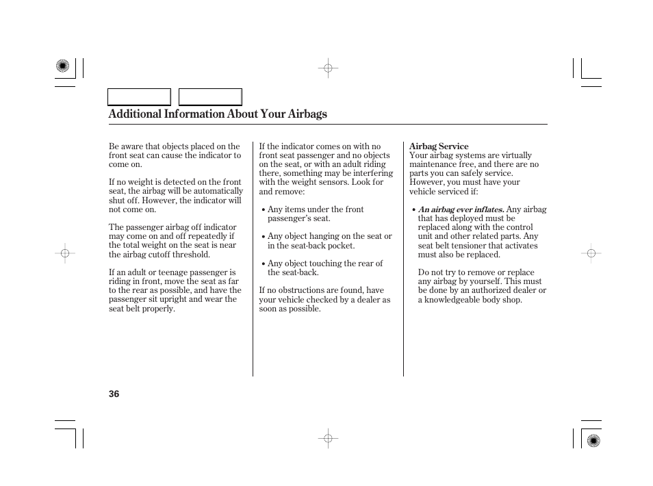 Additional information about your airbags | Acura 2007 RL - Owner's Manual User Manual | Page 38 / 491