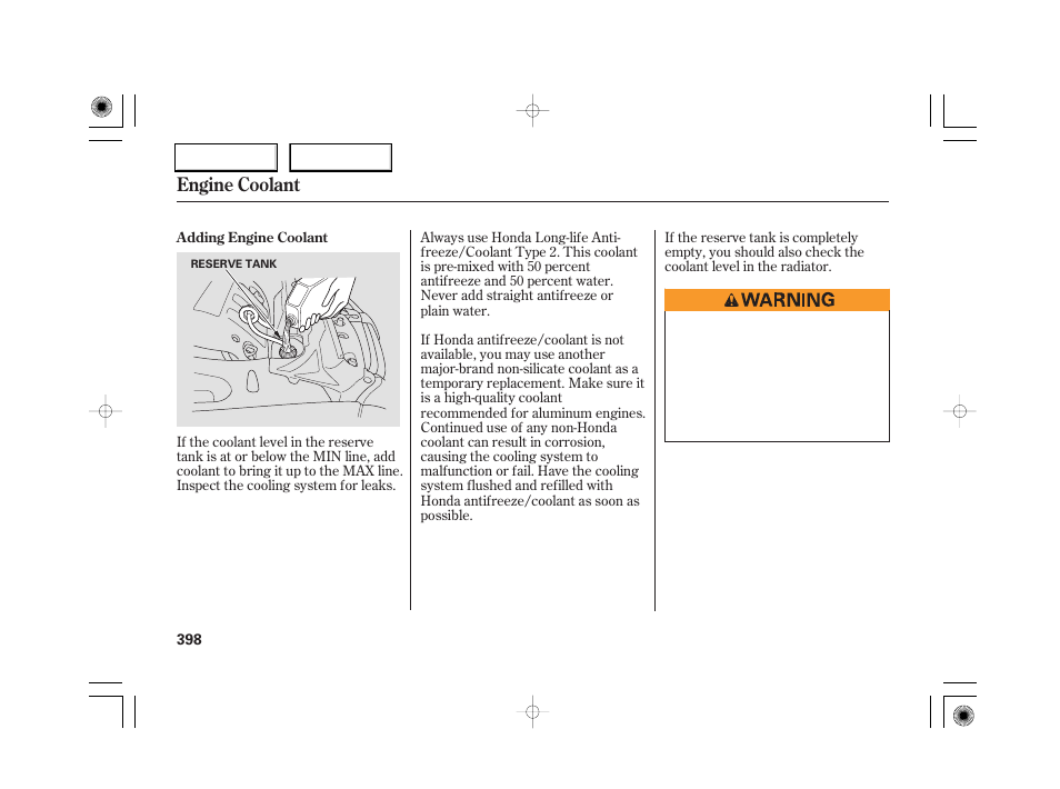 Engine coolant | Acura 2007 RL - Owner's Manual User Manual | Page 400 / 491