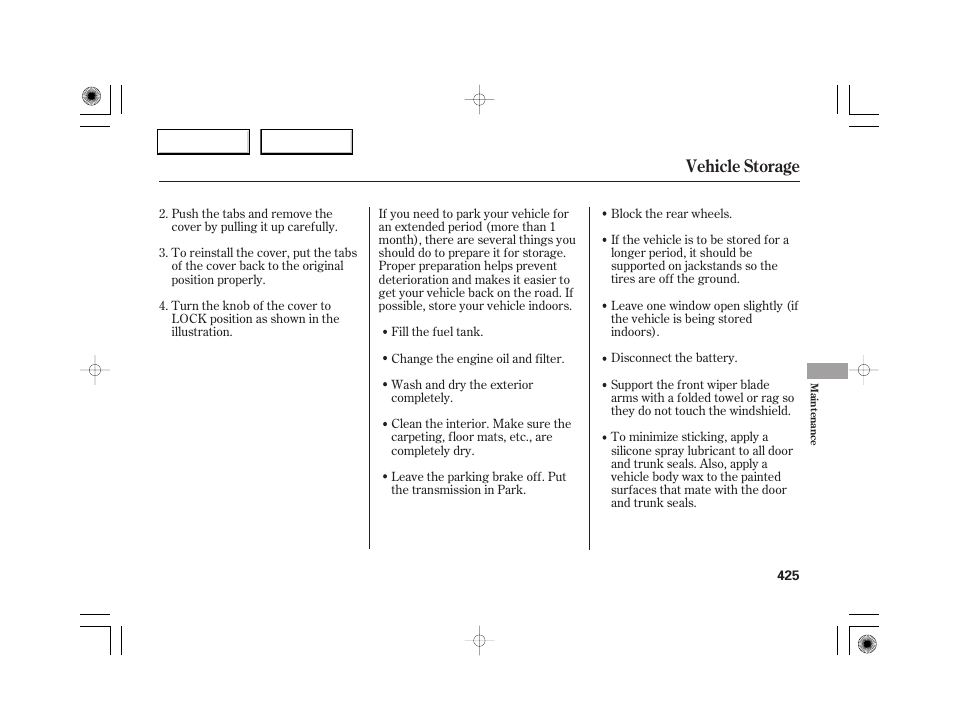 Vehicle storage | Acura 2007 RL - Owner's Manual User Manual | Page 427 / 491