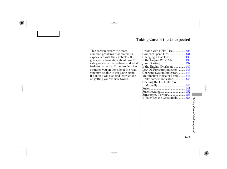 Taking care of the unexpected | Acura 2007 RL - Owner's Manual User Manual | Page 429 / 491
