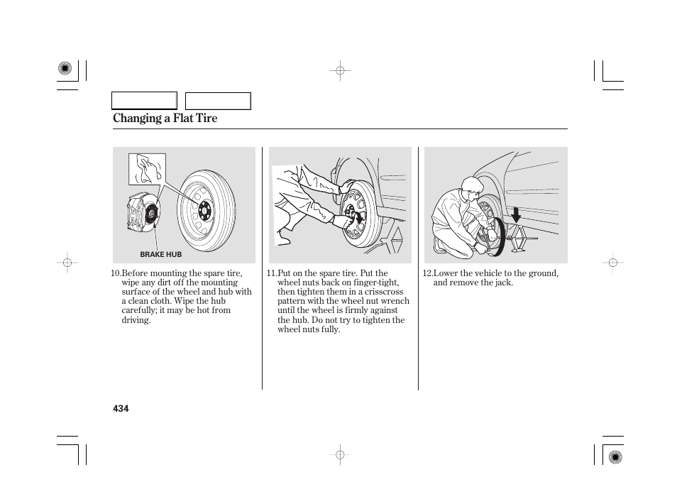 Changing a flat tire | Acura 2007 RL - Owner's Manual User Manual | Page 436 / 491