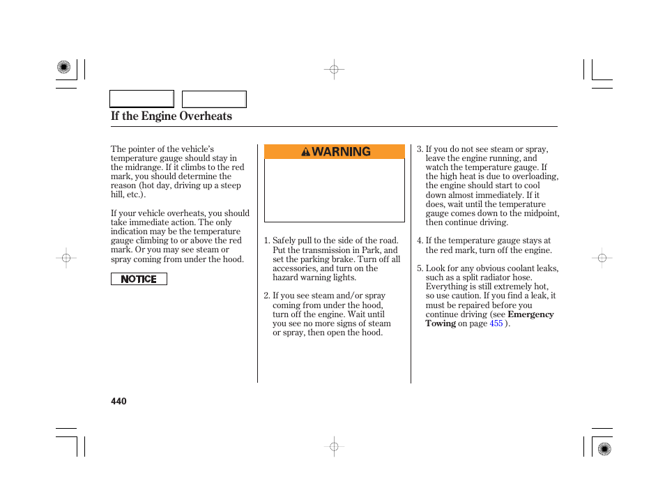 If the engine overheats | Acura 2007 RL - Owner's Manual User Manual | Page 442 / 491
