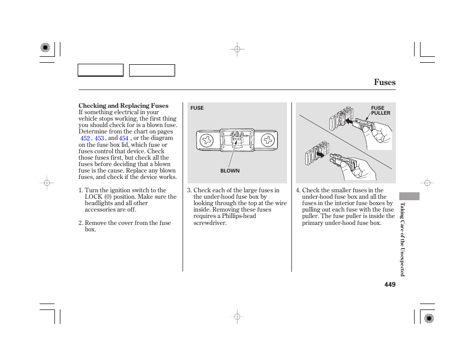 Fuses | Acura 2007 RL - Owner's Manual User Manual | Page 451 / 491