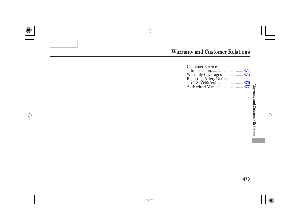 Warranty and customer relations | Acura 2007 RL - Owner's Manual User Manual | Page 475 / 491
