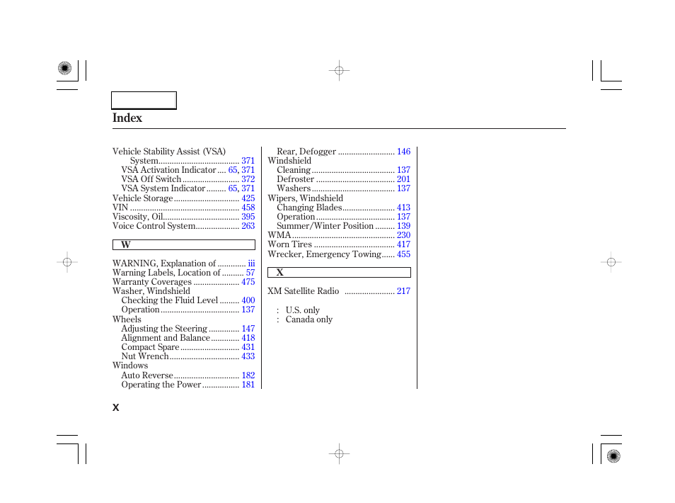 Index | Acura 2007 RL - Owner's Manual User Manual | Page 490 / 491
