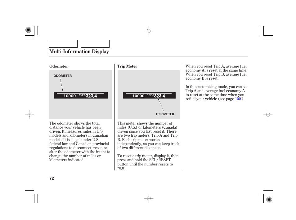 Multi-information display | Acura 2007 RL - Owner's Manual User Manual | Page 74 / 491