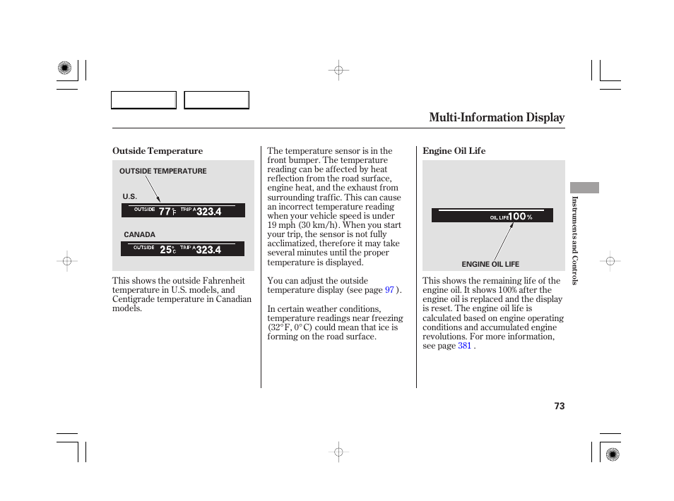 Multi-information display | Acura 2007 RL - Owner's Manual User Manual | Page 75 / 491