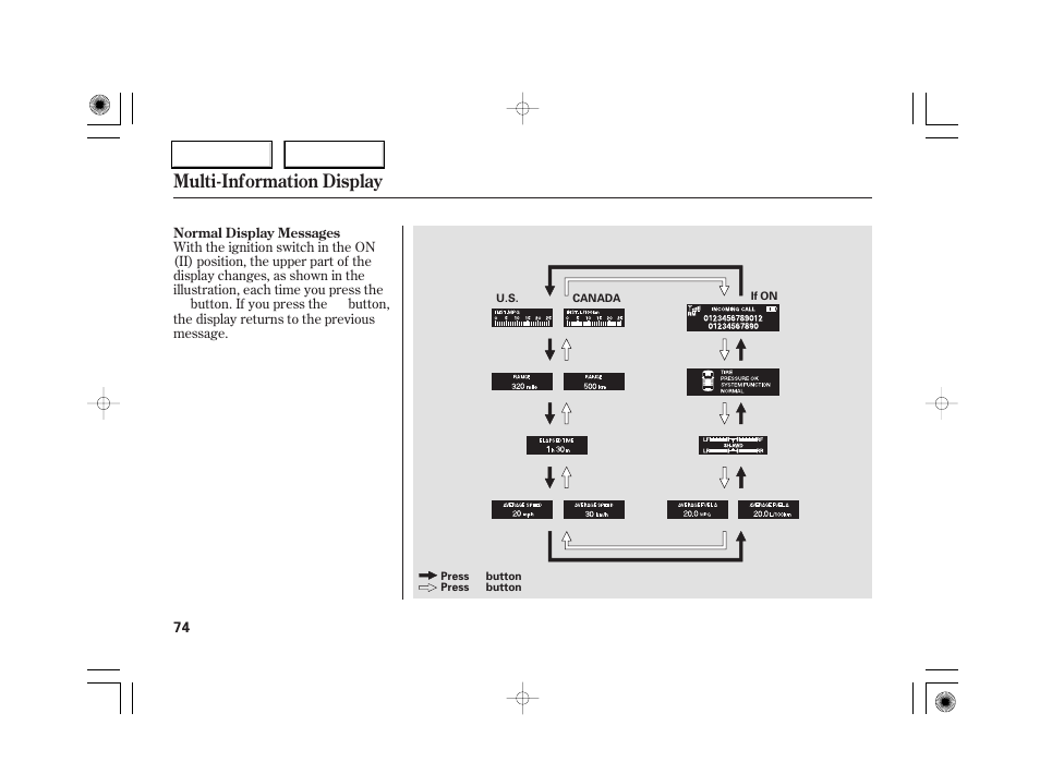 Multi-information display | Acura 2007 RL - Owner's Manual User Manual | Page 76 / 491