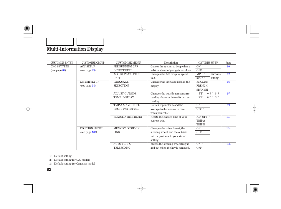 Multi-information display | Acura 2007 RL - Owner's Manual User Manual | Page 84 / 491