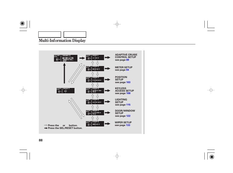 Multi-information display | Acura 2007 RL - Owner's Manual User Manual | Page 90 / 491