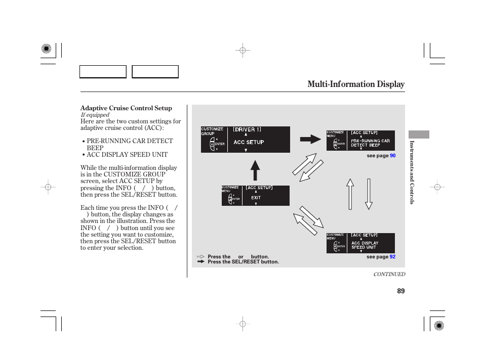 Multi-information display | Acura 2007 RL - Owner's Manual User Manual | Page 91 / 491