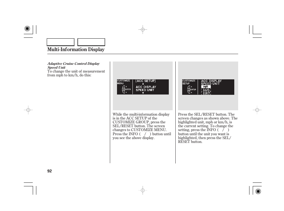 Multi-information display | Acura 2007 RL - Owner's Manual User Manual | Page 94 / 491