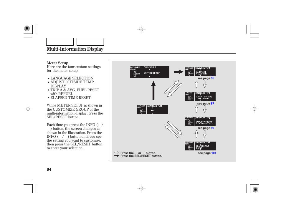 Multi-information display | Acura 2007 RL - Owner's Manual User Manual | Page 96 / 491