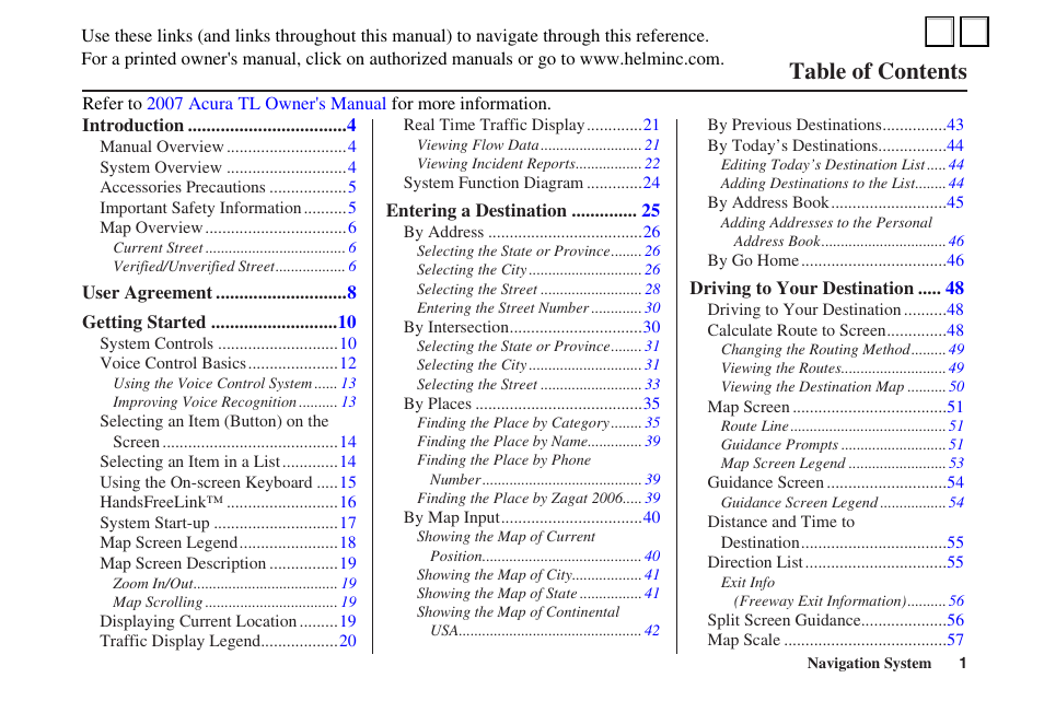 Acura 2007 TL - Navigation Manual User Manual | 3 pages