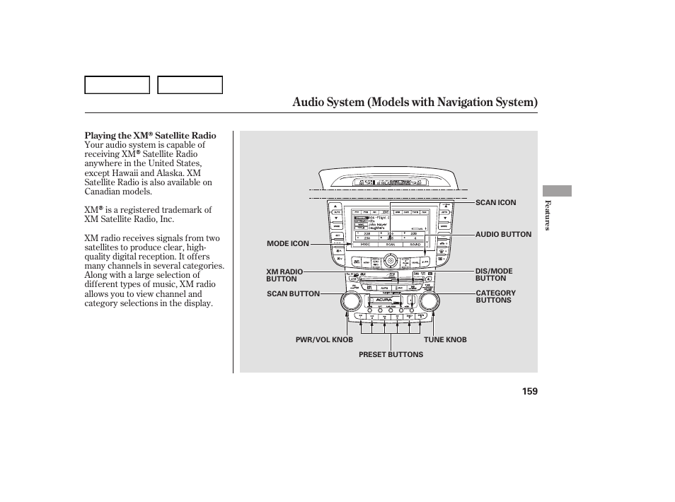 Audio system (models with navigation system) | Acura 2007 TL - Owner's Manual User Manual | Page 162 / 369